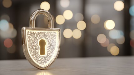 Golden padlock with transparent background