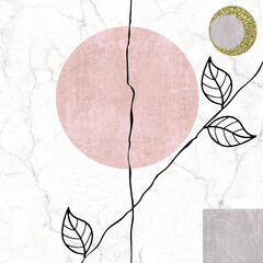 Bohemian-style decorated background with white marble floor