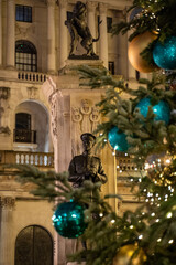 Festive night scene with Christmas tree