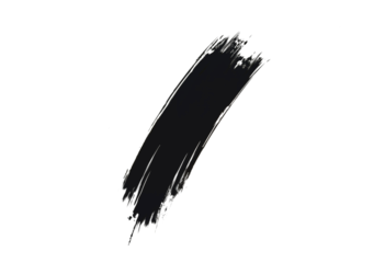 Dynamic black ink brush stroke diagonal splash on transparent background graphic element