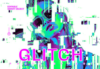 Glitch Photo Effect Mockup