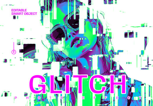 Glitch Photo Effect Mockup