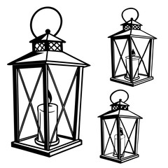 Set of 4 hanging lantern silhouettes with candles metal ©  MST RABEYA  BEGUM
