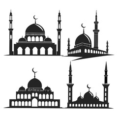 Set of 4 Islamic mosque silhouettes with domes and minarets ©  MST RABEYA  BEGUM