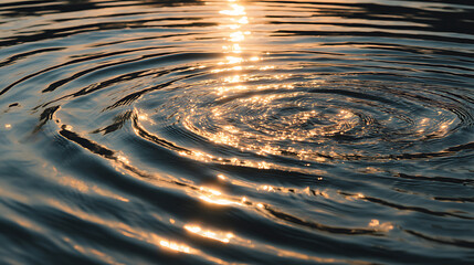 Sunlit Ripples on Calm Water at Sunset