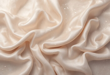 Obraz premium Soft peach colored satin fabric with white specks cream