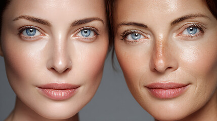 Two Women Close Up Faces Side by Side