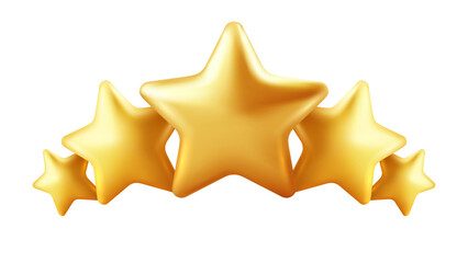 Golden Stars For Celebration And Rating. Five Point Icons For Design And Branding. Vector Illustration Background