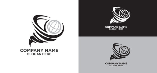Global Tornado Icon With Globe — Dynamic Spiral Wind Logo For Weather And World Themes © Infinity