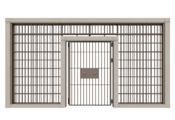 Prison Cell Bars and Door isolated on a transparent background