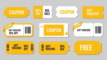 Collection of various coupons, vouchers, and discounts, highlighting savings and promotions