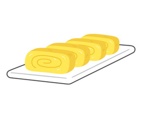 皿に乗せた卵焼き