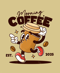 Vintage Cartoon Coffee Cup Character