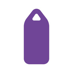 Purple tag on white background