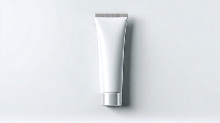 White Tube Cream Container on Light Marble Background