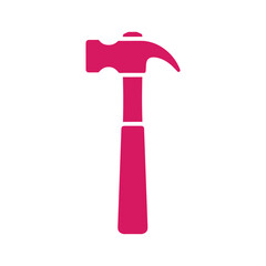 Claw hammer icon in pink color on white background
