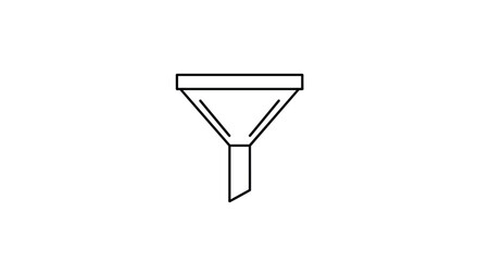 Minimalist outline icon of a funnel, representing filtering, data conversion, sales funnels, and narrowing down processes.