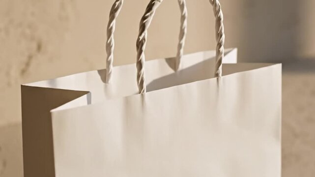 Isolated white and brown paper shopping bags with blank space for retail packaging