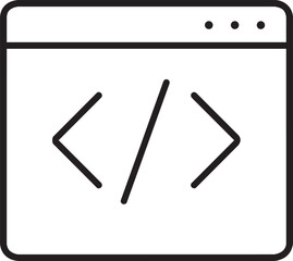 Obraz premium A simple line drawing depicts a computer screen with coding brackets representing software development