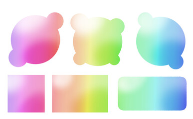 虹色グラデーションのシンプルなフレームセット