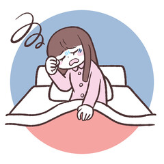 目覚めの悪い女性のイラスト