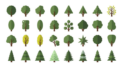 Collection of various trees and plants in a flat design style © HUANG