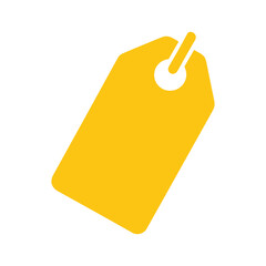 Yellow price tag on white background
