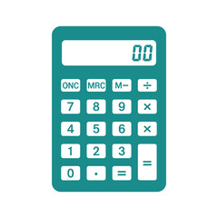 Simple green calculator with white buttons and numbers