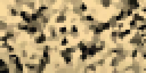 Fototapeta premium Abstract pixelated mosaic texture in sepia tones with irregular dark and light brown squares forming a distressed and vintage camouflage-like pattern