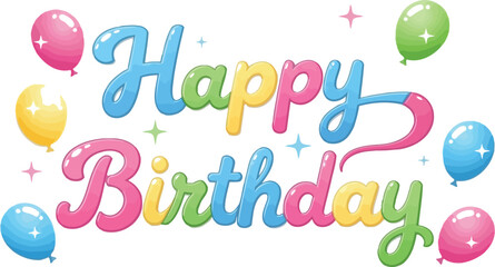 Colorful happy birthday greeting with balloons