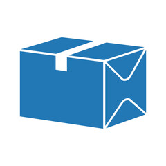 Blue box with white outline and ribbon