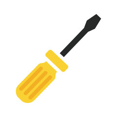 Screwdriver with yellow handle and black tip