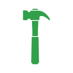 Green hammer icon on white background