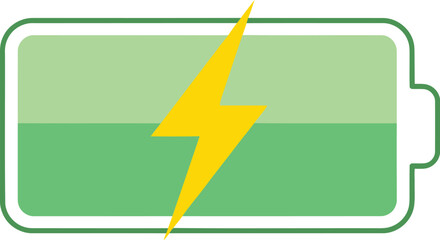 Green battery icon with yellow lightning bolt symbol