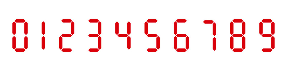 Digital clock numbers set for calculators or electric digits from 0 to 9 for clocks or electronic meters Vector stock illustration