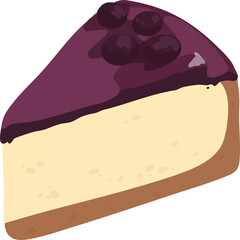 Blueberry cheese pie, A piece of cake Illutration.