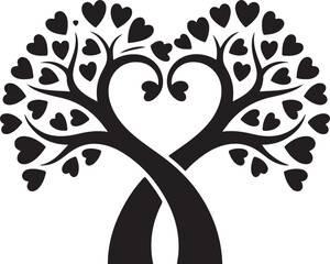 Heart trees with space silhouette vector