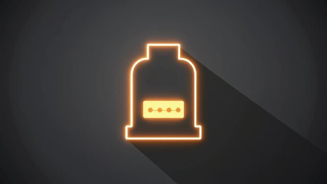 マットなダークグレー背景に配置された、熱処理炉を抽象化したアイコンブロックの静物イメージです。
金属表面をゆっくり漂う暖色のハイライトが、加熱工程と内部エネルギーを示唆します。