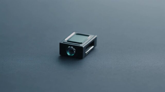 マットなくすみグレーブルー背景に配置された、自動車用センサーモジュールの静物イメージです。
ゆっくりとしたカメラ回転を想定し、精密さと先進性を表現しています。
シンプルな形状と抑えた色調が、信頼性と技術的洗練を強調します。
