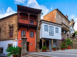 Poble Espanyol de Montjuic traditional architectures in Barcelona, Catalonia, Spain. Architecture and landmark of Barcelona.