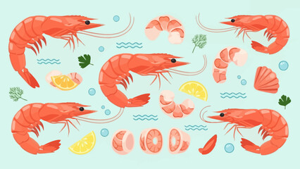 Colorful seafood platter featuring fresh prawns shrimp and shellfish with