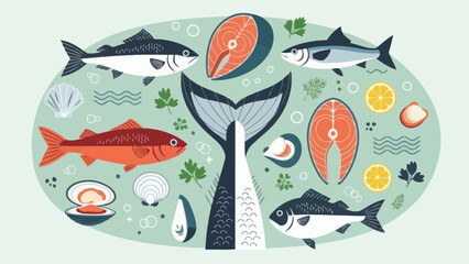 Diverse freshwater and saltwater fish illustrating aquatic biodiversity