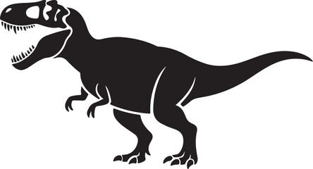 Tyrannosaurus rex skeleton silhouette vector illustration