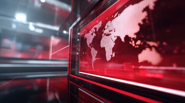 News studio red world map screen