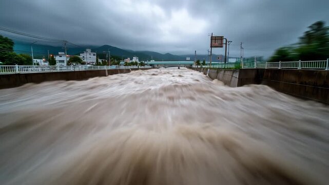 増水する河川と、迫り来る氾濫の危機