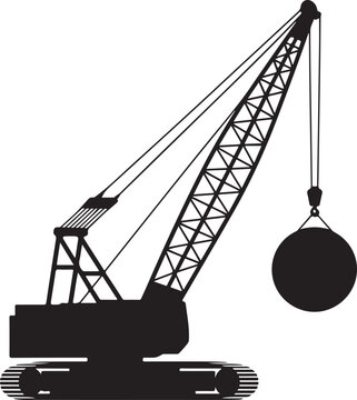 Wrecking ball crane isolated silhouette vector