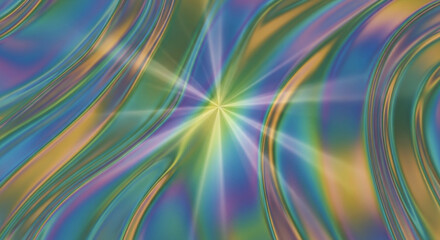 Ethereal Swirling Nebula with Radiant Starburst, Abstract Cosmic Flow of Iridescent Hues.