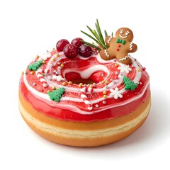 christmas Donut on white background