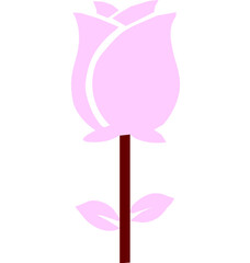 Pink Christmas flower candle with stem festive holiday decoration illustration on white background 