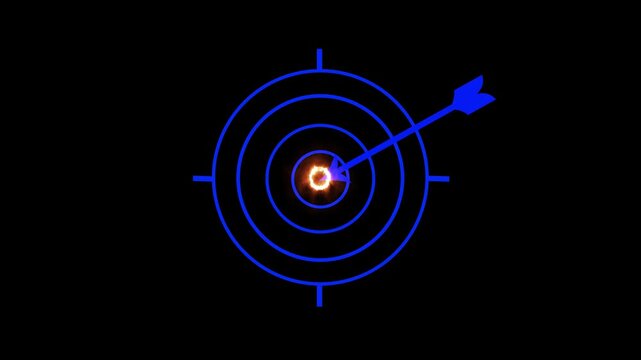 A glowing neon design featuring a target symbol, representing focus, precision, and the drive to achieve goals with accuracy.